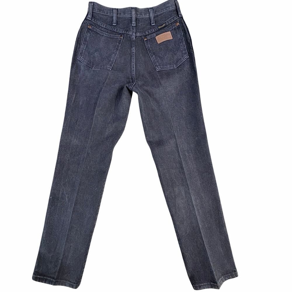 Vintage 90s Wrangler Jeans Black Faded Denim USA Made Cowboy Cut Mens 29x32 EUC